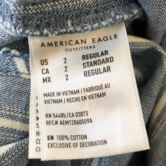 American Eagle Size 2 Regular Blue Cotton Striped Wide Leg Crop Pants Cropped - Picture 7 of 8